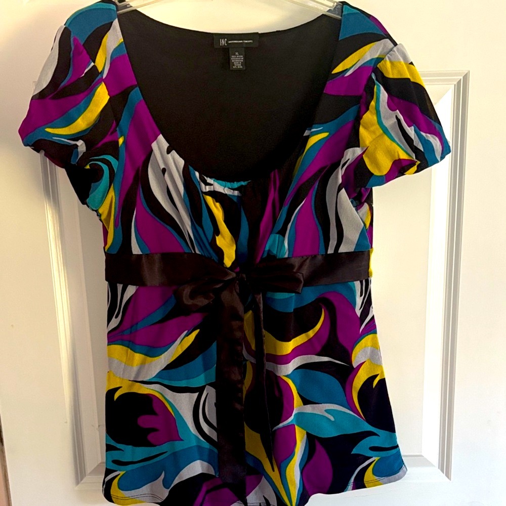 INC International Concepts Women's Colorful Scoop Neck Top